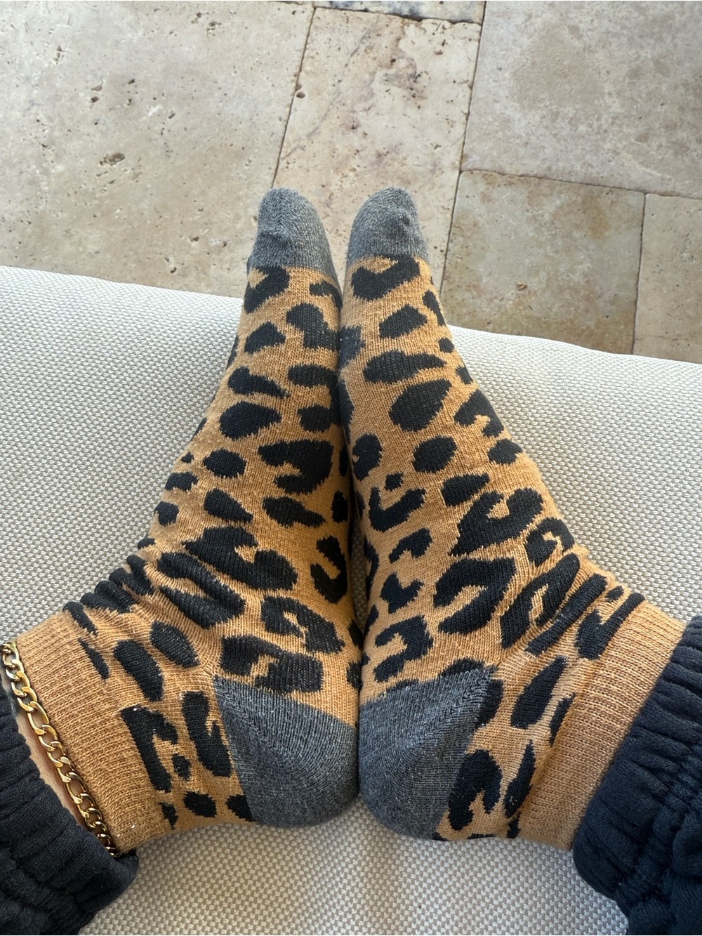 Leopard Print Crew Socks